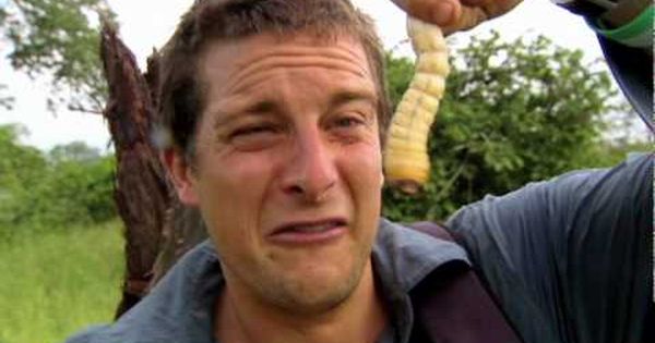 Bear Grylls stupidly eating a live uncooked beetle larvae