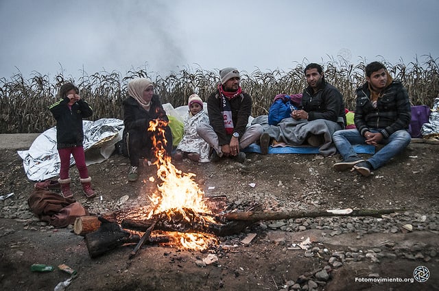 Syrian refugees trying to stay warm