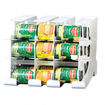 Here's a simple can rotator you can buy. You can also make one yourself.