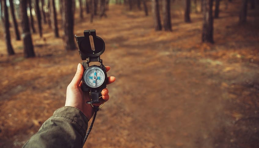using compass in woods