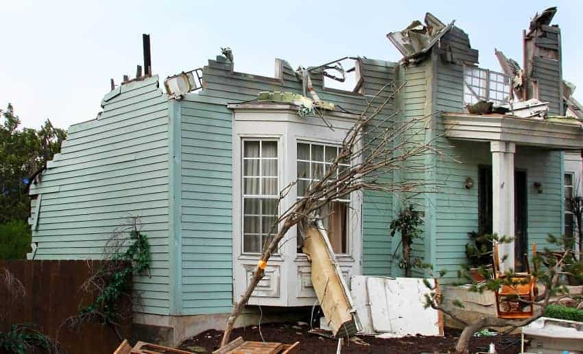 House damaged by hurricane