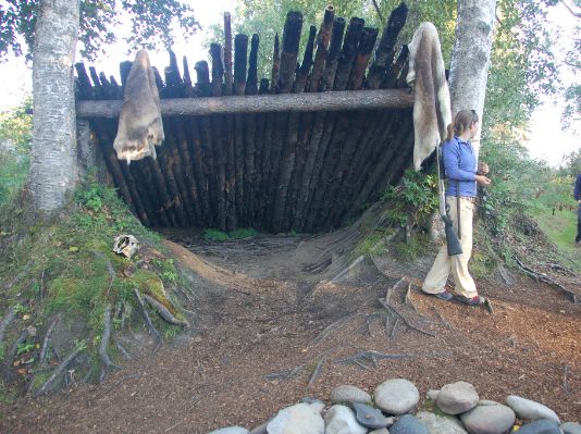 This lean-to shelter has sides for protection against wind