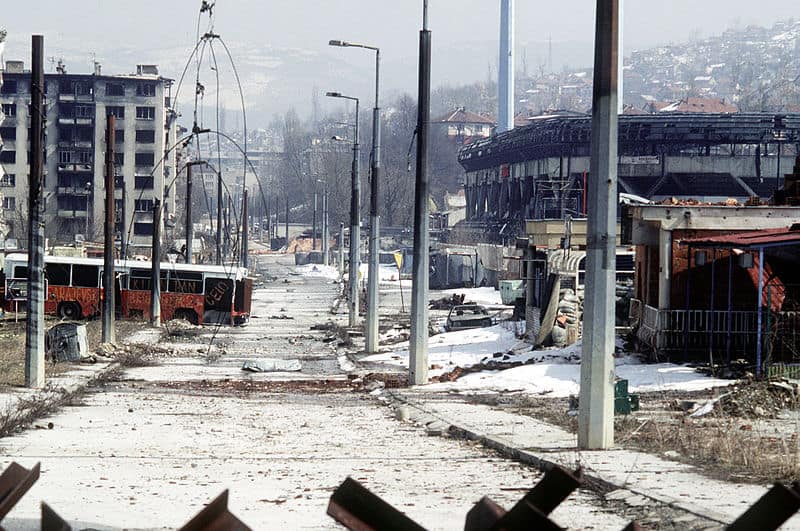 Sarajevo streets during the siege