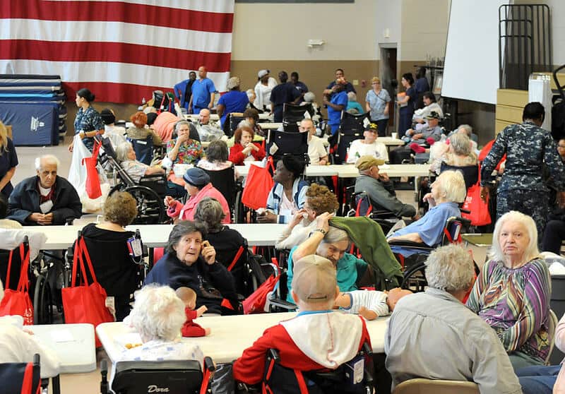 elderly people waiting out a disaster