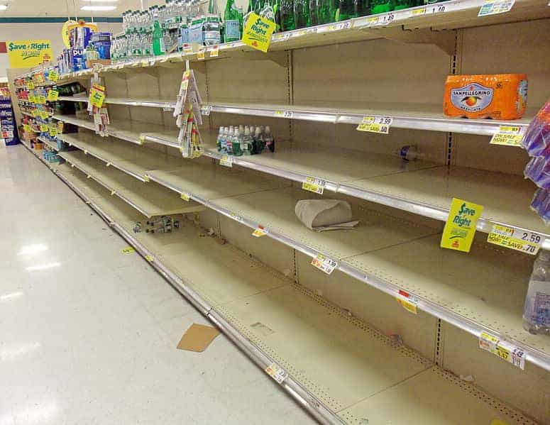empty shelves disaster preparedness