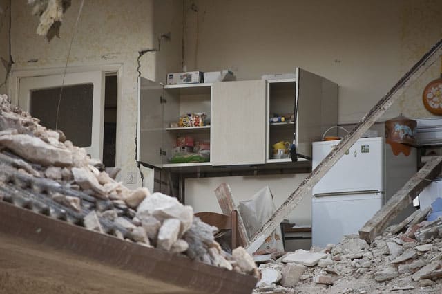 home damaged by earthquake