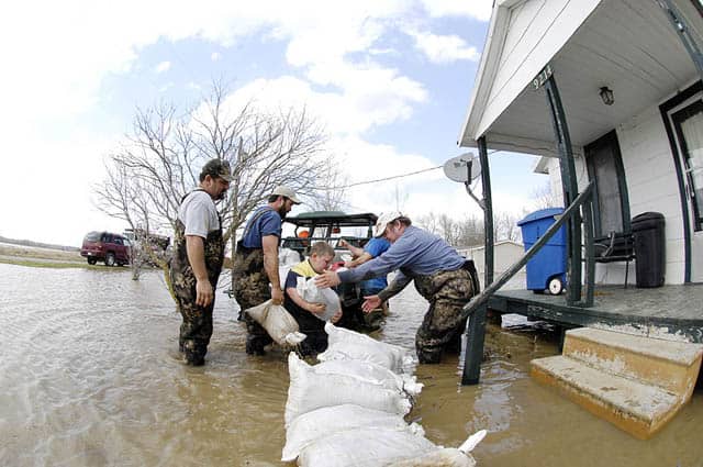 Flood rescue workers