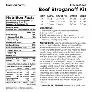 Augason Farms Nutrition Label