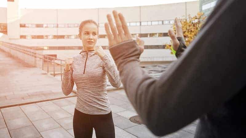 woman sparring in self defense