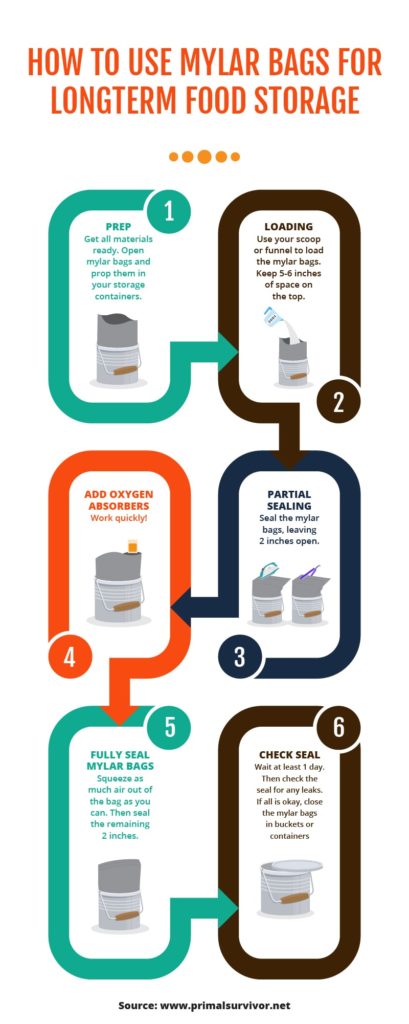 Storing food in mylar bags infographic