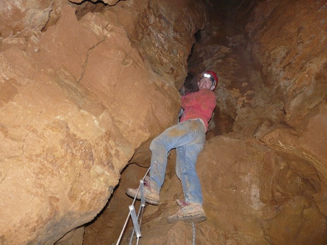 caving with waterproof headlamp