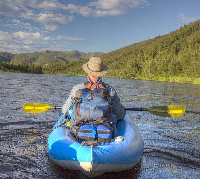 rafting with water resistant backpack