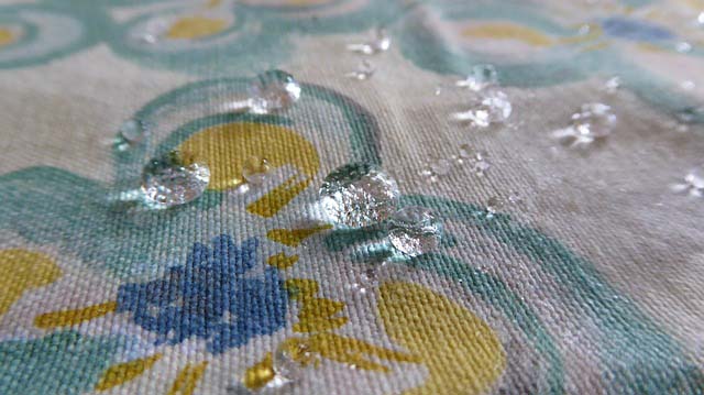 droplets on water-resistant fabric