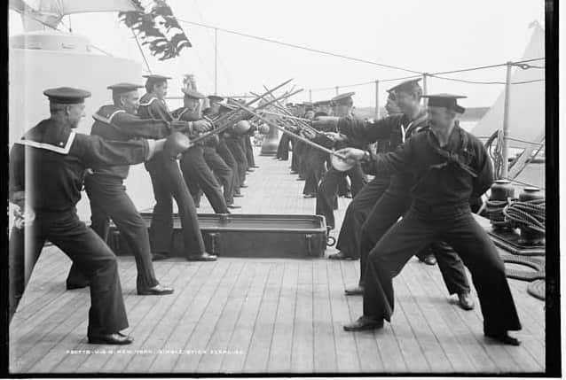 Singlestick exercise on US ship