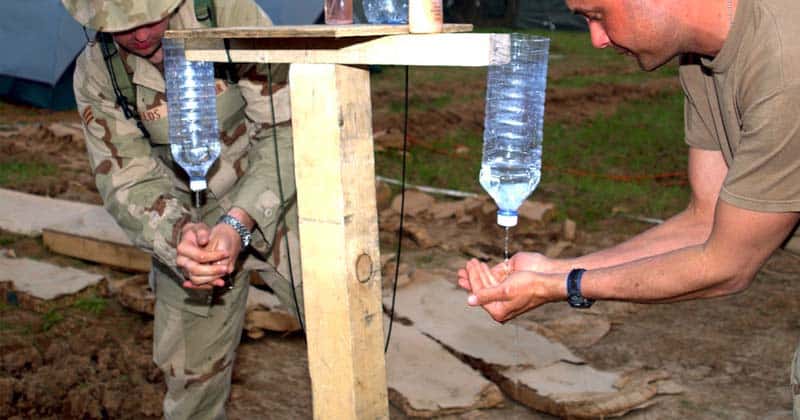 hand washing without running water