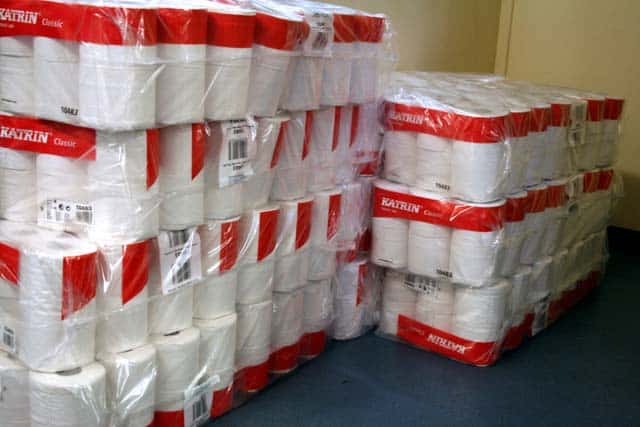 stockpile of toilet paper