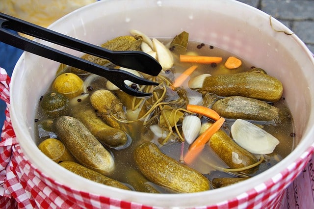 pickled with vinegar