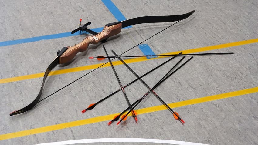 recurve bow and arrows