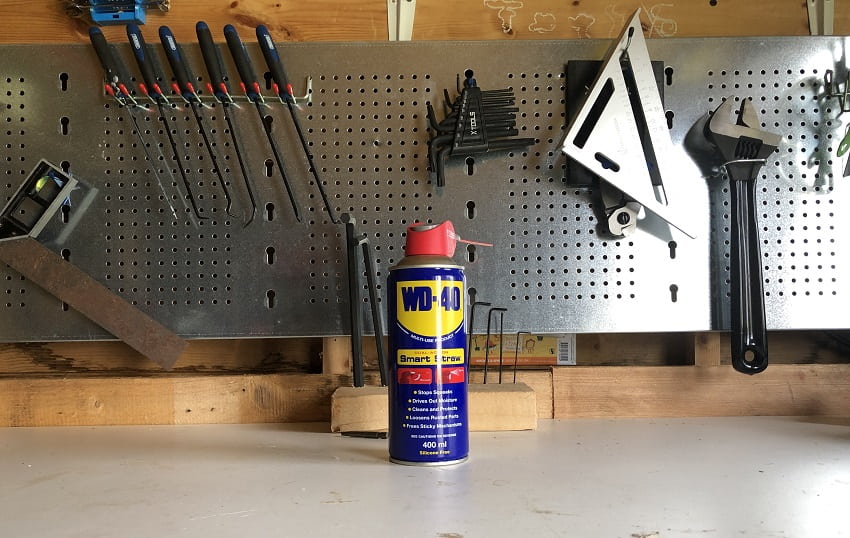 wd40 can on workbench