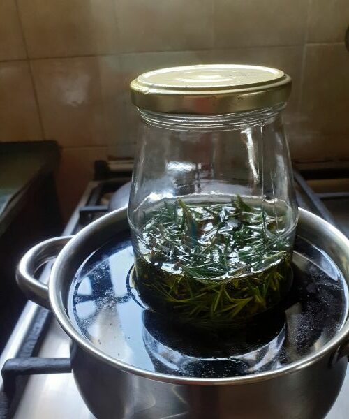 Heating oil in a jar