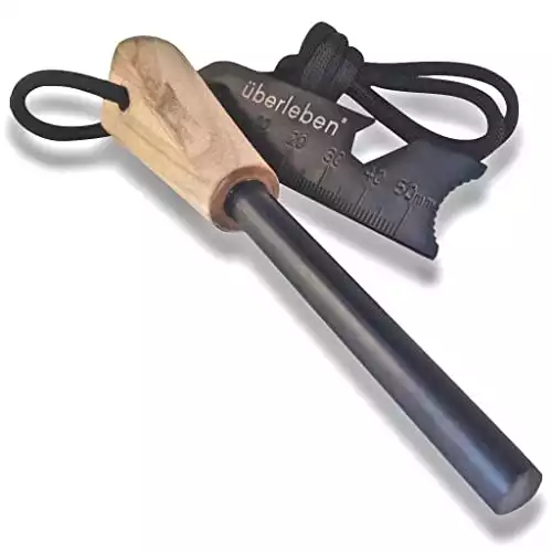 überleben Zünden Fire Starter - Traditional Ferro Rod, Handcrafted Wood Handle - 5/16
