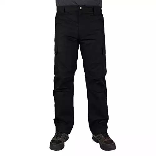 LA Police Gear Men's Urban Ops Tactical Cargo Pants - Elastic WB - YKK Zipper - Black