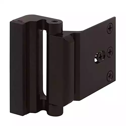 Defender Security U 11126 Door Reinforcement Lock – Add Extra, High Security to your Home and Prevent Unauthorized Entry – 3” Stop, Aluminum Construction (Bronze Anodized Finish)