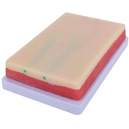 Venipuncture IV Injection Training Pad Model, Silicone Human Skin Suture Training Model, Injection Practice Pad, 4 Veins Imbedded, 3 Skin Layers(7.1" x 4" x 1.1")