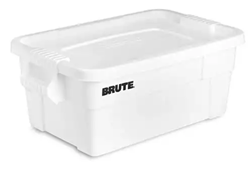 Rubbermaid Commercial Products BRUTE Tote Storage Container with Lid, 14-Gallon, White (FG9S3000WHT)