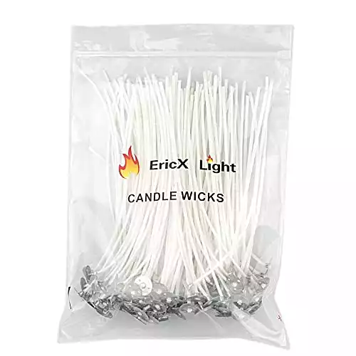 EricX Light 100 Piece Cotton Candle Wick 6" Pre-Waxed for Candle Making,Candle DIY