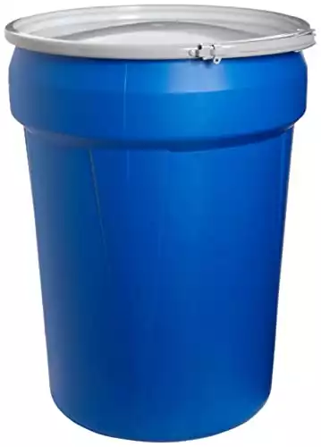 Eagle 1601MB Blue High Density Polyethylene Lab Pack Drum with Metal Lever-lock Lid, 30 gallon Capacity, 28.5" Height, 21.25" Diameter