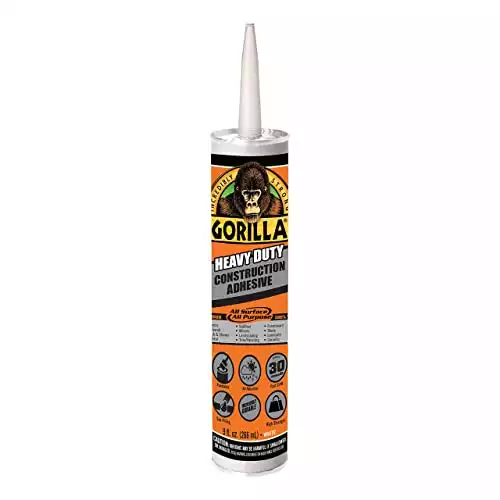 Gorilla Heavy Duty Construction Adhesive, 9 Ounce Cartridge, White, (Pack of 1)
