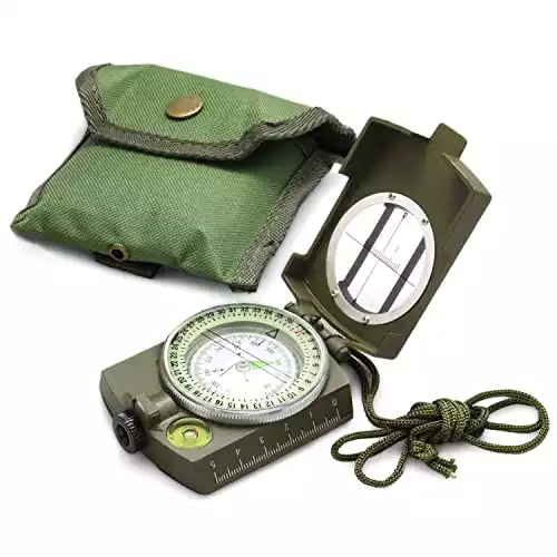 Eyeskey Tactical Survival Compass with Lanyard & Pouch | Waterproof & Impact Resistant | Lensatic Sighting Compass for Hiking