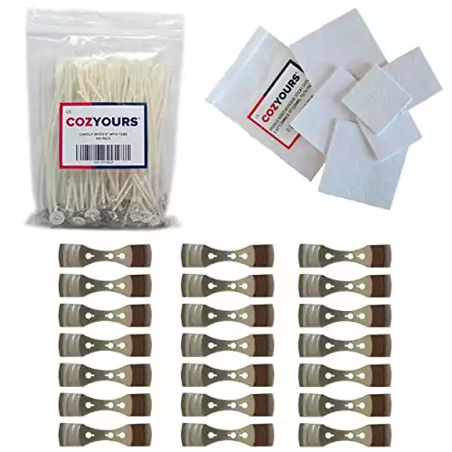 Cozyours 6 inch Cotton Wicks for Candle Making