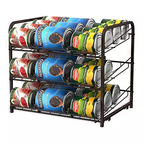 MOOACE Stackable Can Rack Organizer, Storage for 36 Cans, 3 Tier Can Storage Dispenser Rack Holder for Kitchen Cabinet Pantry Countertop, Bronze