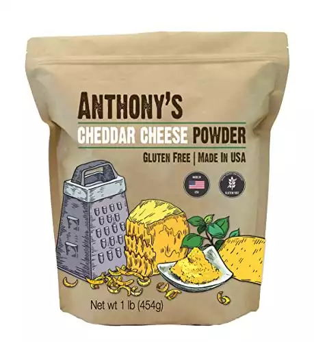 Anthony's Premium Cheddar Cheese Powder, 1 lb, Batch Tested and Verified Gluten Free, No Artificial Colors, Keto Friendly