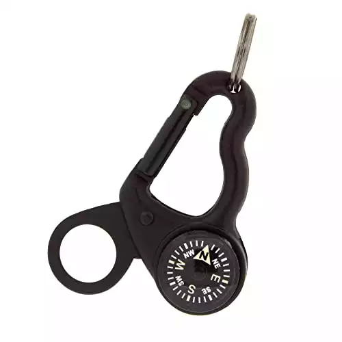 Sun Company MagniComp - Compass/Magnifier Carabiner | Carabiner with Luminous Compass and Foldaway Magnifying Glass