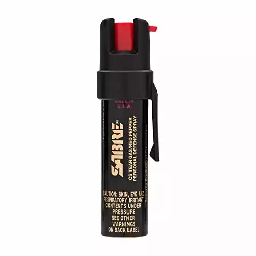 SABRE Advanced Compact Pepper Spray with Clip – 3-in-1 Formula (Pepper Spray, CS Tear Gas & UV Marking Dye), Police Strength Self Defense Spray, 10-Foot (3 m) Range, 35 Bursts – Easy Access Be...