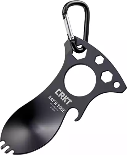 CRKT Eat'N Tool Outdoor Spork Multitool: Durable and Lightweight Metal Multi-Tool for Camping, Hiking, Backpacking and Outdoors Activities, Black 9100KC