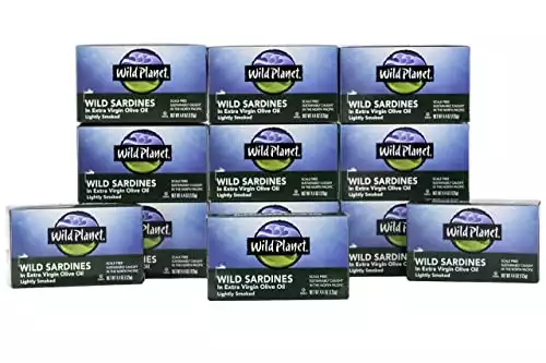 Wild Planet Wild Sardines in Extra Virgin Olive Oil, Lightly Smoked, Keto and Paleo, 4.4 Ounce (Pack of 12)