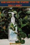 hand sanitizer bottle in a green leafy bush