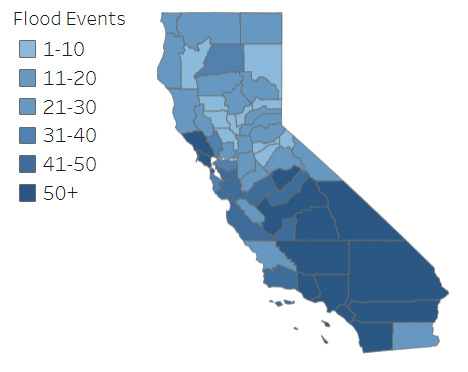 california flood events since 1996