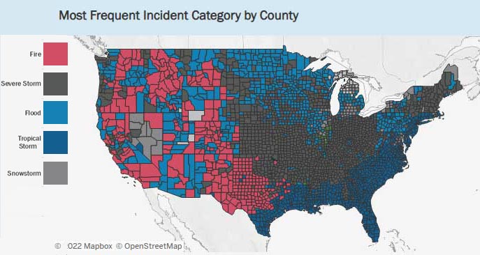 most common natural disasters in the United States by type and region