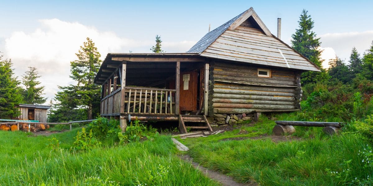 Nature wooden houses in a Carpathian mountains