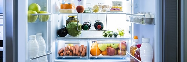 fridge with door open