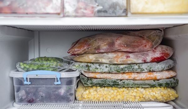 food in a freezer