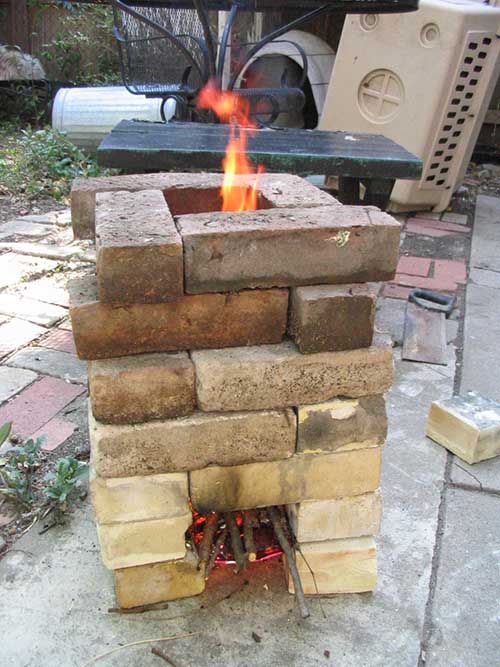 DIY brick rocket stove