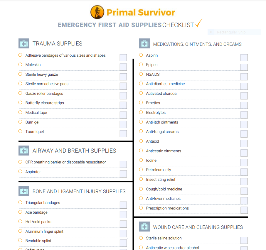 first aid checklist image